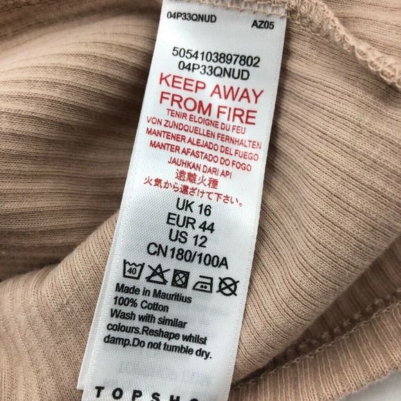 LAST CHAMCE! Topshop One Shoulder Ribbed Top Beige 12 - Picture 3 of 5